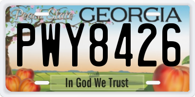 GA license plate PWY8426