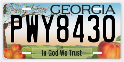 GA license plate PWY8430