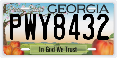 GA license plate PWY8432