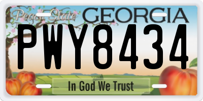 GA license plate PWY8434