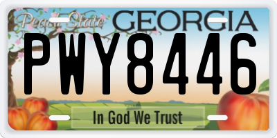GA license plate PWY8446