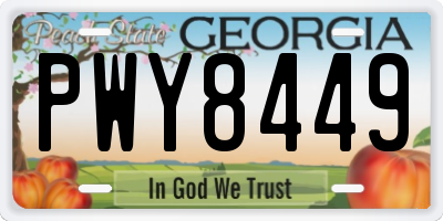 GA license plate PWY8449