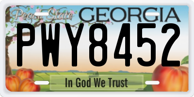 GA license plate PWY8452