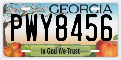 GA license plate PWY8456
