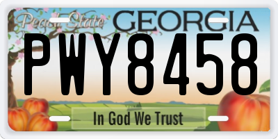 GA license plate PWY8458