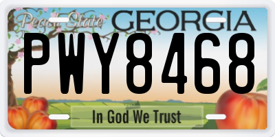 GA license plate PWY8468