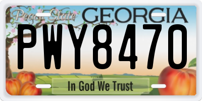 GA license plate PWY8470