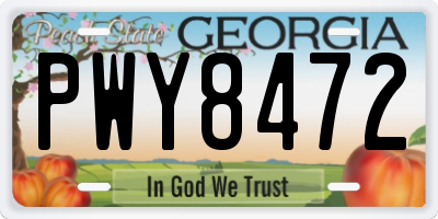 GA license plate PWY8472