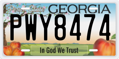 GA license plate PWY8474