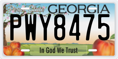 GA license plate PWY8475