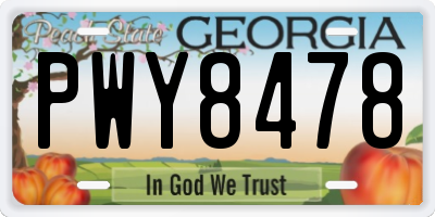 GA license plate PWY8478