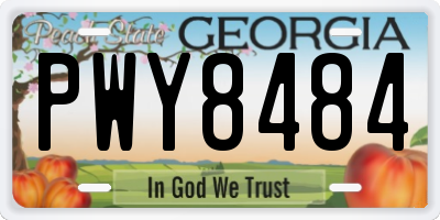 GA license plate PWY8484