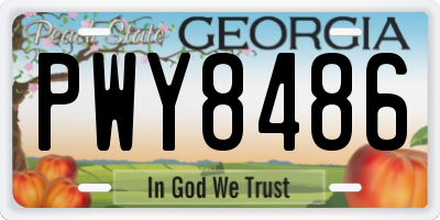 GA license plate PWY8486