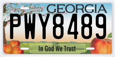 GA license plate PWY8489
