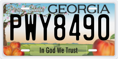 GA license plate PWY8490