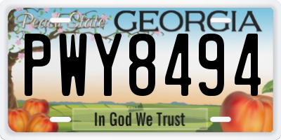 GA license plate PWY8494