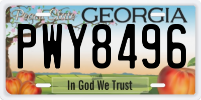 GA license plate PWY8496