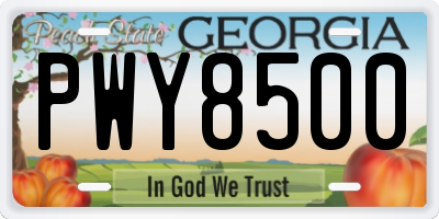 GA license plate PWY8500
