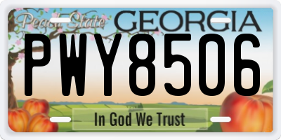 GA license plate PWY8506