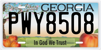 GA license plate PWY8508
