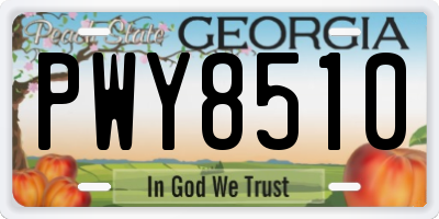 GA license plate PWY8510