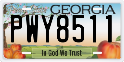 GA license plate PWY8511
