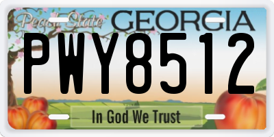 GA license plate PWY8512