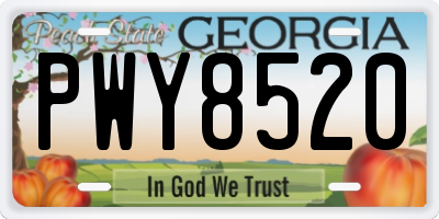 GA license plate PWY8520