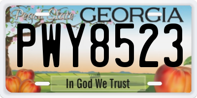 GA license plate PWY8523