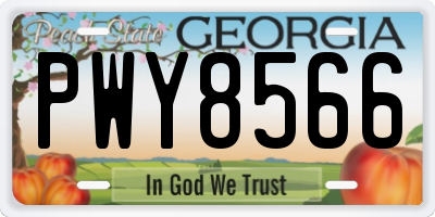 GA license plate PWY8566
