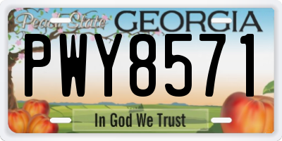 GA license plate PWY8571