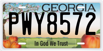 GA license plate PWY8572