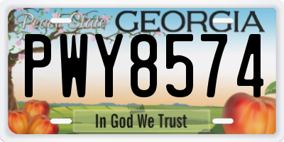 GA license plate PWY8574
