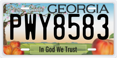 GA license plate PWY8583