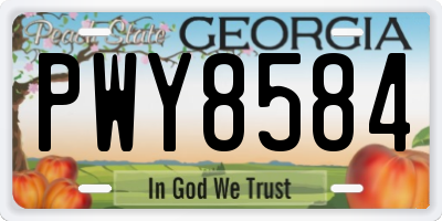 GA license plate PWY8584