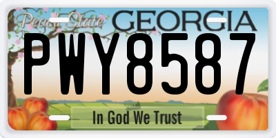 GA license plate PWY8587