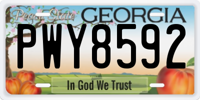 GA license plate PWY8592