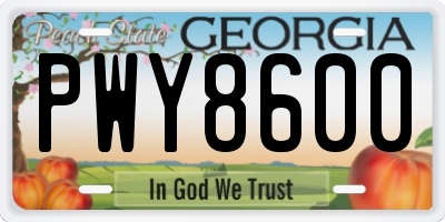 GA license plate PWY8600