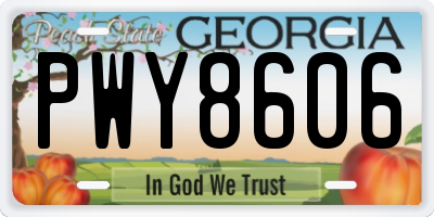 GA license plate PWY8606