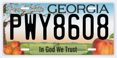 GA license plate PWY8608