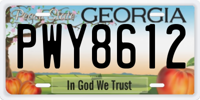 GA license plate PWY8612