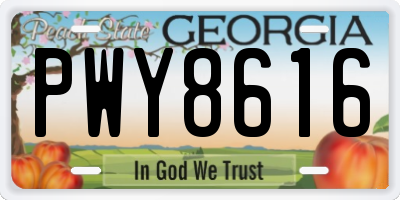 GA license plate PWY8616