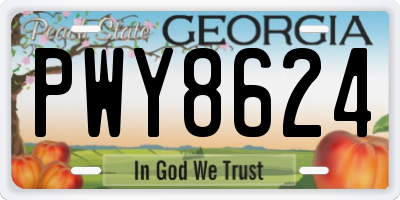 GA license plate PWY8624