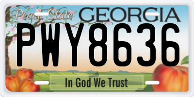 GA license plate PWY8636