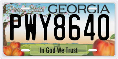 GA license plate PWY8640