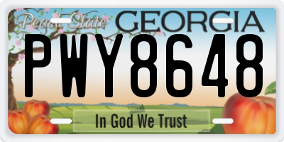GA license plate PWY8648