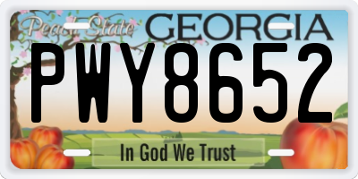 GA license plate PWY8652