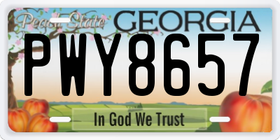 GA license plate PWY8657