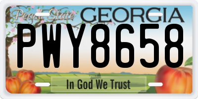 GA license plate PWY8658