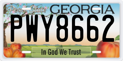 GA license plate PWY8662